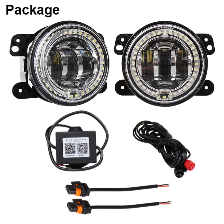 2 PCS DC12V-30V / 30W / 3A / 1440LM 12LEDs  4 inch Car LED Colorful Fog Light, Style: White Background (White Light)