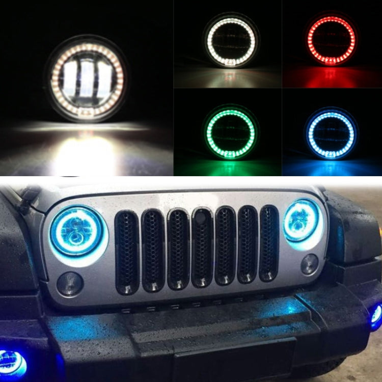 2 PCS DC12V-30V / 30W / 3A / 1440LM 12LEDs  4 inch Car LED Colorful Fog Light, Style: White Background (White Light)
