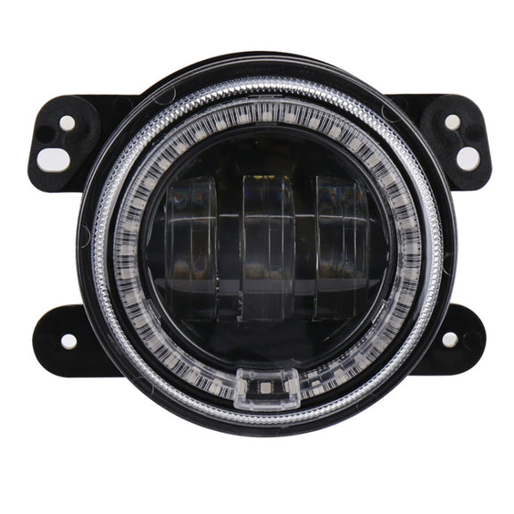 2 PCS DC12V-30V / 30W / 3A / 1440LM 12LEDs  4 inch Car LED Colorful Fog Light, Style: Black Background(White Light)