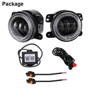 2 PCS DC12V-30V / 30W / 3A / 1440LM 12LEDs  4 inch Car LED Colorful Fog Light, Style: Black Background(White Light)