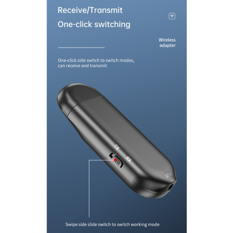 T-13 Bluetooth 5.0 LCD Digital Display Bluetooth Adapter Receiver Transmitter(Black)