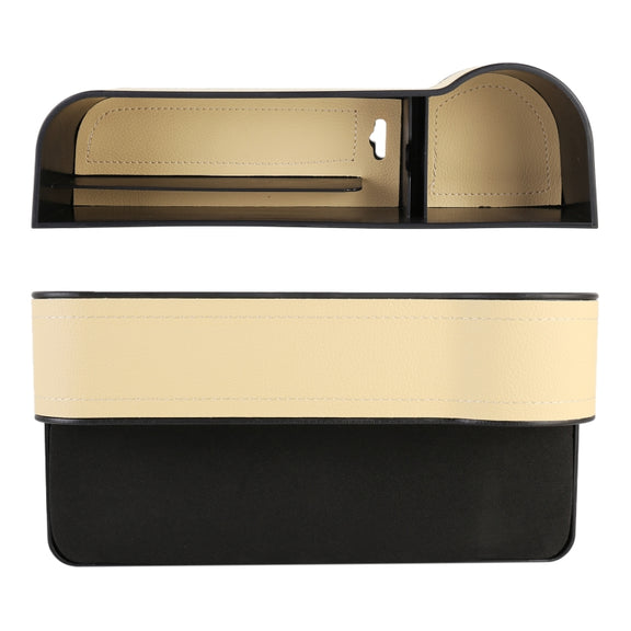 2 PCS Car Multi-functional Principal And Deputy Driver Seat Console Leather Box (Beige)