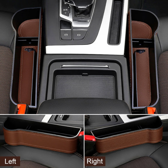 2 PCS Car Multi-functional Principal And Deputy Driver Seat Console Leather Box (Brown)