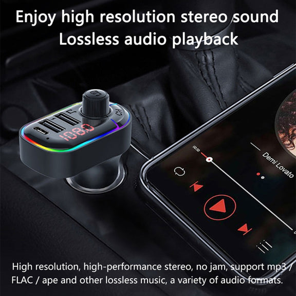 C12 Multifunctional Car Dual USB Charger Bluetooth FM Transmitter with Atmosphere Light