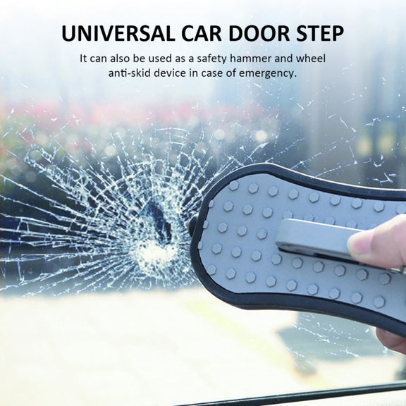 Multi-functional Car Door Sill Step Pedals Pads with Safety Hammer(Black)