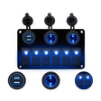 Multi-functional Combination Switch Panel 12V / 24V 6 Way Switches + Dual USB Charger for Car RV Marine Boat (Blue Light) - Car Switches by PMC TechLife | Online Shopping South Africa | PMC TechLife | Buy Now Pay Later Mobicred