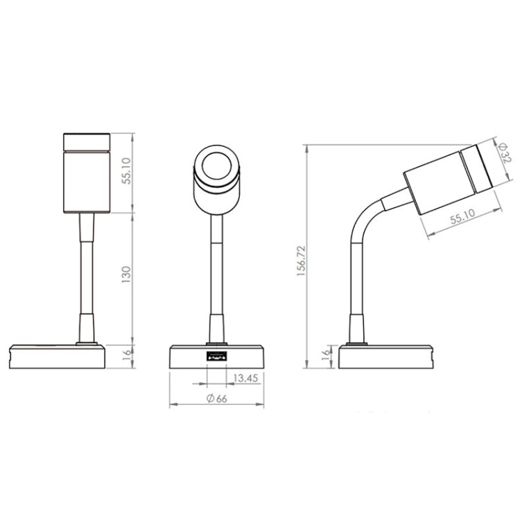 130mm RV 10-30V Multi-functional Reading Light with Touch Switch, Style: Hose