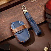 Hallmo Car Cowhide Leather Key Protective Cover Key Case for Hyundai IX35 B Style(Blue)