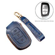 Hallmo Car Cowhide Leather Key Protective Cover Key Case for Hyundai IX35 B Style(Black)