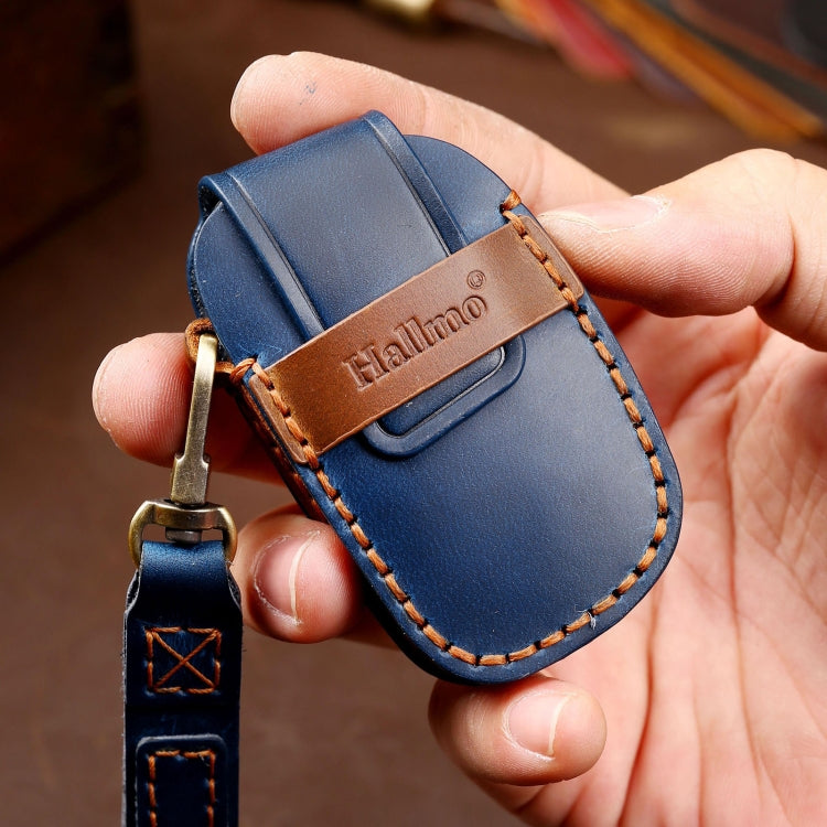 Hallmo Car Cowhide Leather Key Protective Cover Key Case for Hyundai IX35 B Style(Brown)
