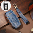 Hallmo Car Cowhide Leather Key Protective Cover Key Case for Audi A6L / A8L / A4 / A7 / A5 B Style(Blue) - Car Key Cases by Hallmo | Online Shopping South Africa | PMC TechLife | Buy Now Pay Later Mobicred