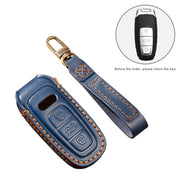 Hallmo Car Cowhide Leather Key Protective Cover Key Case for Audi A6L / A8L / A4 / A7 / A5 C Style(Black)