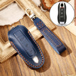 Hallmo Car Cowhide Leather Key Protective Cover Key Case for Porsche Macan 718 2021 A Style(Blue) - Car Key Cases by Hallmo | Online Shopping South Africa | PMC TechLife | Buy Now Pay Later Mobicred