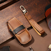Hallmo Car Cowhide Leather Key Protective Cover Key Case for New Mercedes-Benz E300L(Brown)