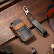 Hallmo Car Cowhide Leather Key Protective Cover Key Case for Honda Civic / Accord 2-button(Black)