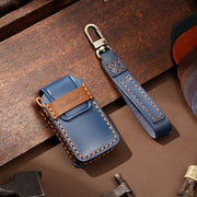 Hallmo Car Cowhide Leather Key Protective Cover Key Case for Honda Civic / Accord 2-button(Blue)