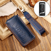 Hallmo Car Cowhide Leather Key Protective Cover Key Case for Trumpchi GS4 2021 B Style(Blue)