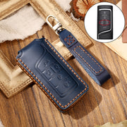 Hallmo Car Cowhide Leather Key Protective Cover Key Case for Trumpchi GS4 2021 C Style(Blue)