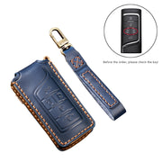 Hallmo Car Cowhide Leather Key Protective Cover Key Case for Trumpchi GS4 2021 C Style(Blue)