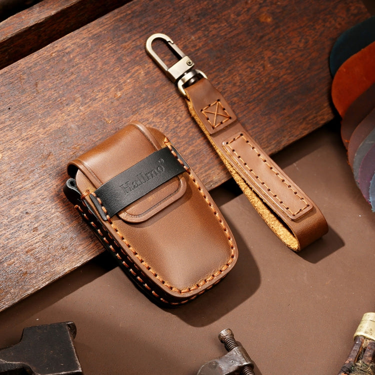 Hallmo Car Cowhide Leather Key Protective Cover Key Case for Toyota Corolla 2017 2-button(Brown)