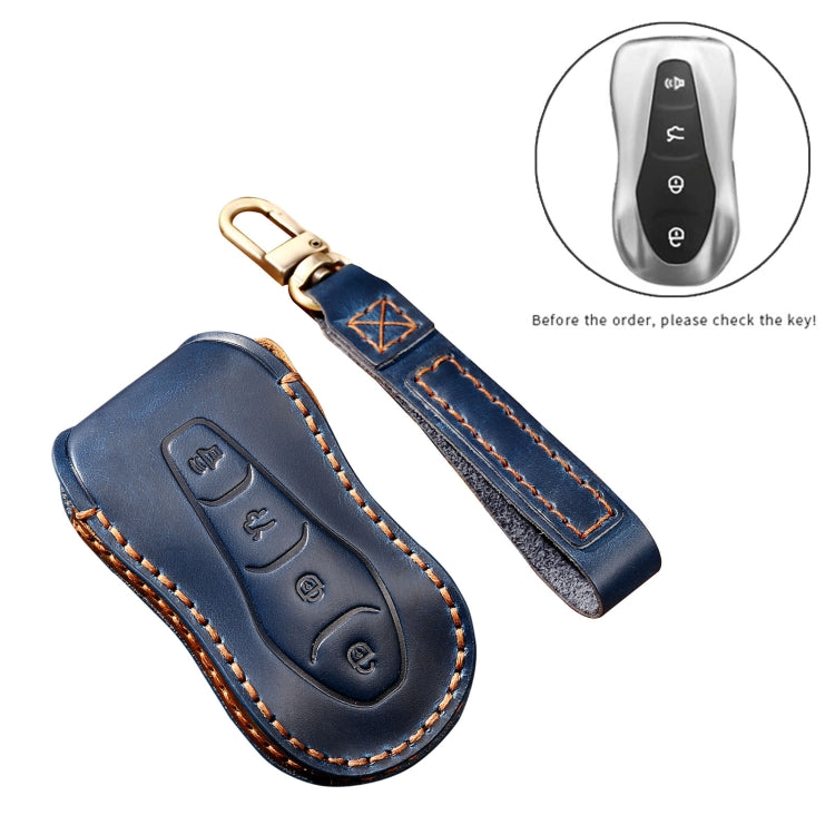 Hallmo Car Cowhide Leather Key Protective Cover Key Case for Geely Emgrand A Style(Brown)