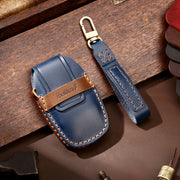Hallmo Car Cowhide Leather Key Protective Cover Key Case for Geely Emgrand B Style(Blue)