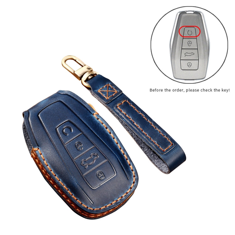 Hallmo Car Cowhide Leather Key Protective Cover Key Case for Geely Emgrand B Style(Black)