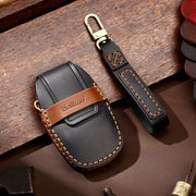 Hallmo Car Cowhide Leather Key Protective Cover Key Case for Geely Emgrand C Style(Black)