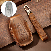 Hallmo Car Cowhide Leather Key Protective Cover Key Case for Geely Emgrand C Style(Brown)