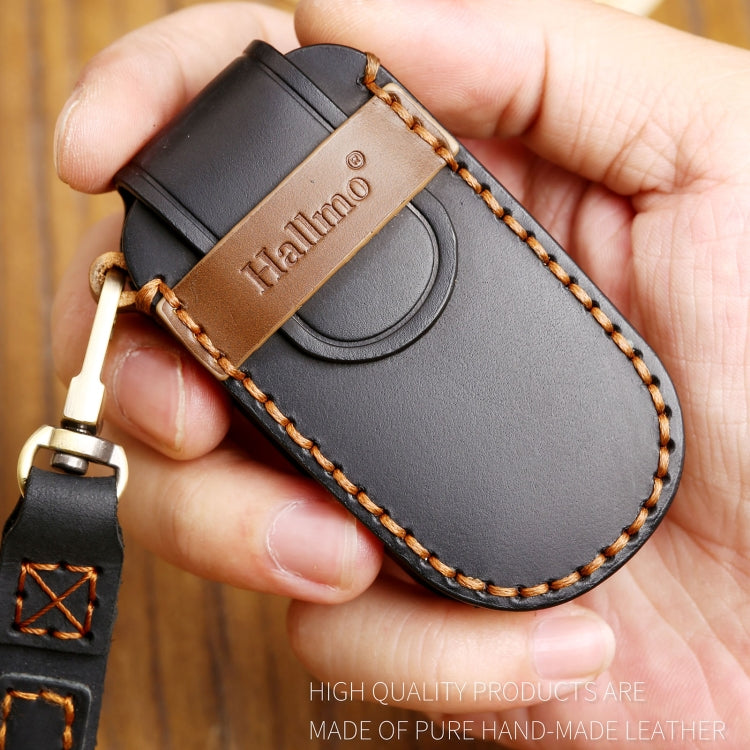 Hallmo Car Cowhide Leather Key Protective Cover Key Case for Jeep Compass(Brown)
