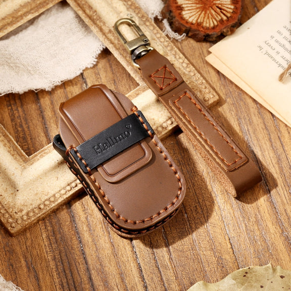 Hallmo Car Cowhide Leather Key Protective Cover Key Case for LEADING IDEAL One(Brown)