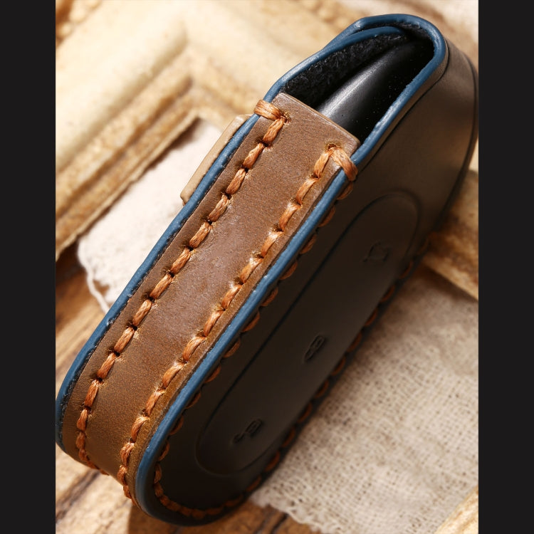Hallmo Car Cowhide Leather Key Protective Cover Key Case for LEADING IDEAL One(Blue)