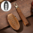 Hallmo Car Cowhide Leather Key Protective Cover Key Case for Nissan Sylphy 3-button Tail Box(Brown) - Car Key Cases by Hallmo | Online Shopping South Africa | PMC TechLife | Buy Now Pay Later Mobicred