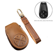 Hallmo Car Cowhide Leather Key Protective Cover Key Case for NIO ES6 / ES8(Brown)