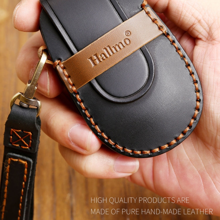 Hallmo Car Cowhide Leather Key Protective Cover Key Case for NIO ES6 / ES8(Black)