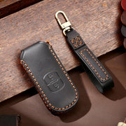 Hallmo Car Cowhide Leather Key Protective Cover Key Case for Mazda Axela 2-button(Black)