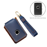 Hallmo Car Cowhide Leather Key Protective Cover Key Case for New Volvo(Blue)
