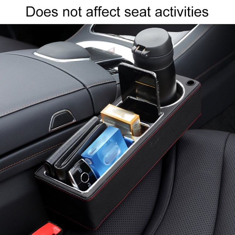 Car Multi-functional Console PU Leather Box Cup Holder Seat Gap Side Storage Box (Black)