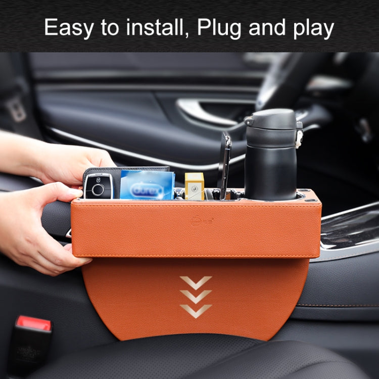 Car Multi-functional Console PU Leather Box Cup Holder Seat Gap Side Storage Box (Brown)