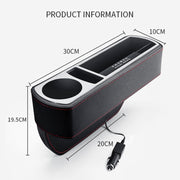 Car Multi-functional Wireless Fast Charge Console PU Leather Box Cup Holder Seat Gap Side Storage Box (Beige)