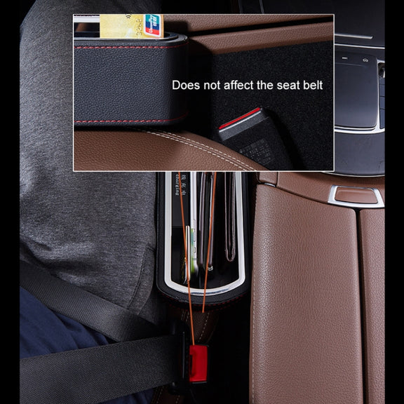 Car Multi-functional Wireless Fast Charge Console PU Leather Box Cup Holder Seat Gap Side Storage Box (Black)
