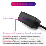 C208 5V 0.1W IPX4 USB Car Rotating Star Lights Red Blue Starry Sky Atmosphere Lamp