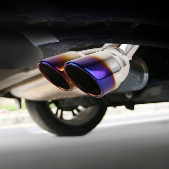 Universal Car Styling Stainless Steel Elbow Exhaust Tail Muffler Tip Pipe, Inside Diameter: 6cm (Blue)
