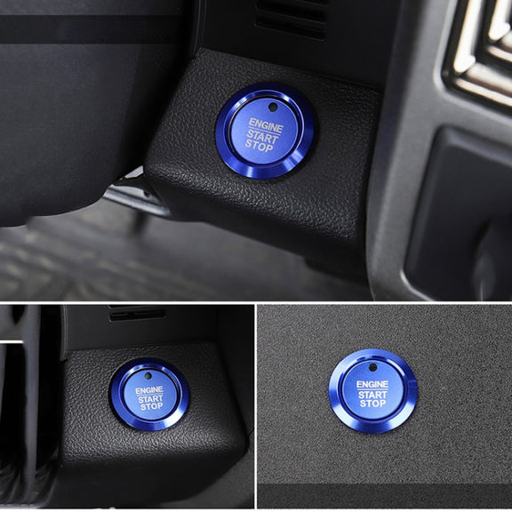 Car Engine Start Key Push Button Ring Trim Sticker Decoration for Ford F150 (Blue)