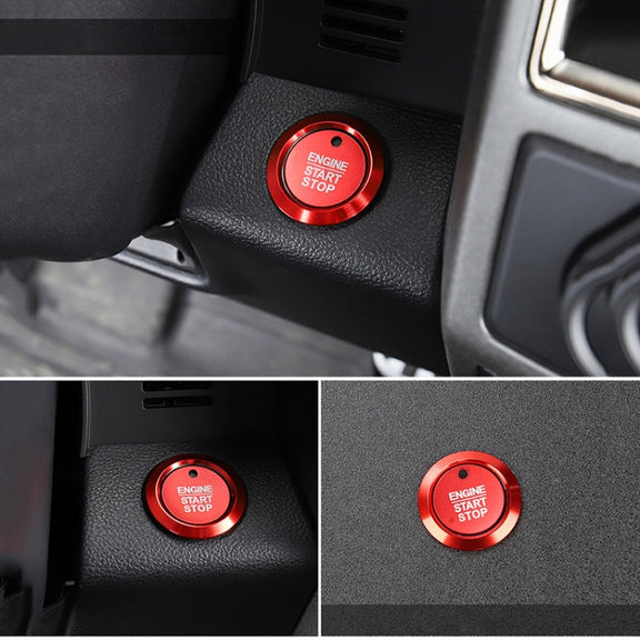 Car Engine Start Key Push Button Ring Trim Sticker Decoration for Ford F150 (Red)