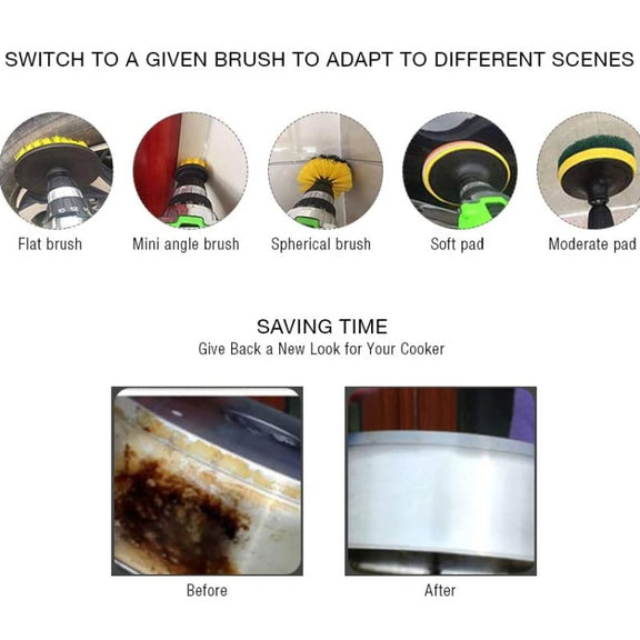 23 in 1 Floor Wall Window Glass Cleaning Descaling Electric Drill Brush Head Set