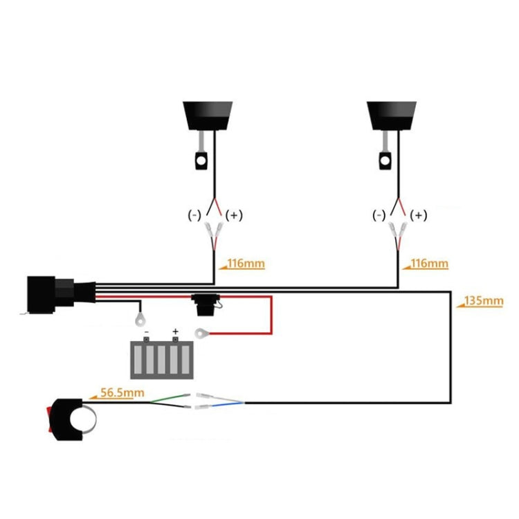 24V 2 in 1 Car / Motorcycle LED Spotlight Headlight Flashing Wiring Harness Cable