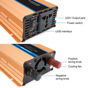 Carmaer Modified Sine Wave 48V to 220V 500W Car Multi-function Double Digital Display Inverter Household Power Converter