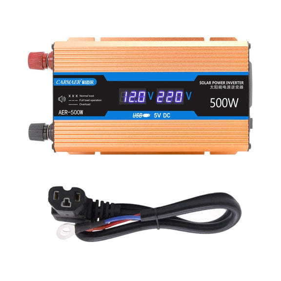 Carmaer Modified Sine Wave 60V to 220V 500W Car Multi-function Double Digital Display Inverter Household Power Converter