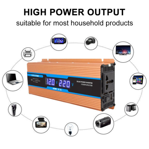 Carmaer Modified Sine Wave 60V to 220V 500W Car Multi-function Double Digital Display Inverter Household Power Converter